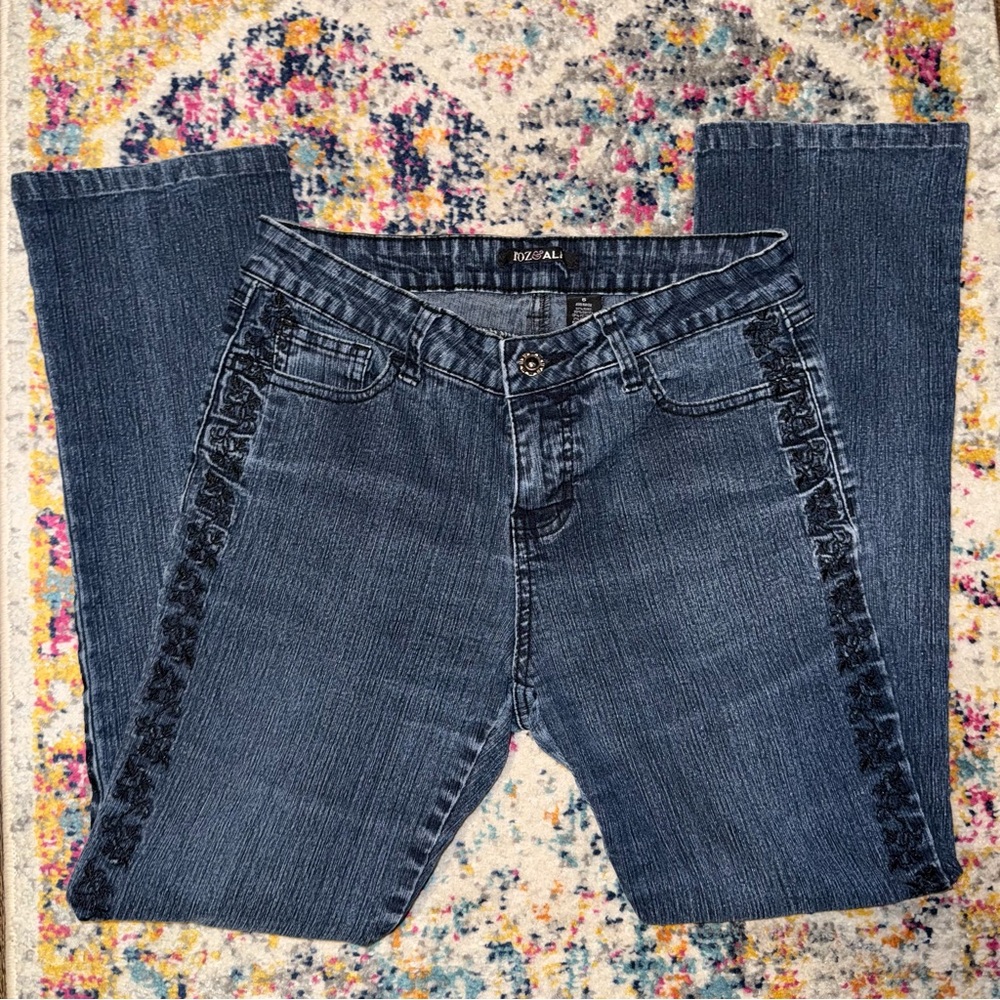 Roz & Ali Women's Denim Jeans with Black Lace Accents